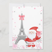 エッフェルタワーとサンタピンクパリクリスマス シーズンカード (裏面)