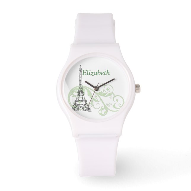 エッフェルタワーとスクロール 腕時計 (正面)
