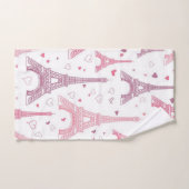 エッフェルタワーとハート バスタオルセット (ハンドタオル)