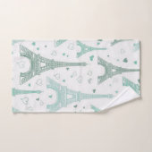 エッフェルタワーとハート パーソナライズされた バスタオルセット (ハンドタオル)