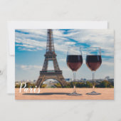 エッフェルタワーとワインの2つのグラス (正面)