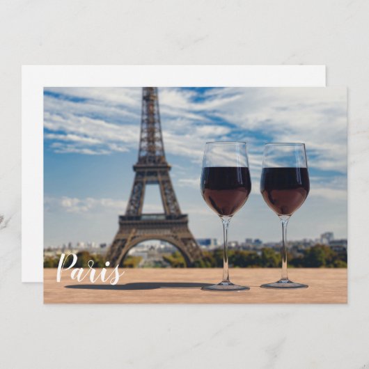 エッフェルタワーとワインの2つのグラス (正面/裏面)