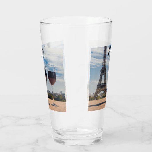 エッフェルタワーとワインの2つのグラス タンブラーグラス (右)