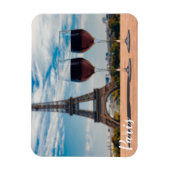 エッフェルタワーとワインの2つのグラス マグネット (縦)