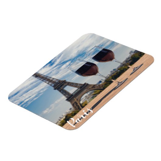 エッフェルタワーとワインの2つのグラス マグネット (左側)