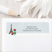 エッフェルタワーと冬マカロンのクリスマスリターン ラベル (インサイチュ)