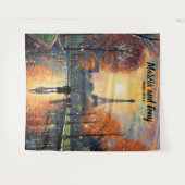 エッフェルタワーと美しいパリの街並み背景 タペストリー (正面(横))