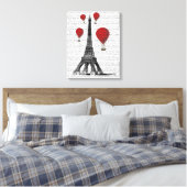 エッフェルタワーと赤い熱気球 キャンバスプリント (インサイチュ (寝室))