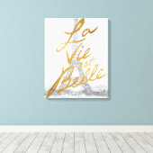 エッフェルタワーと金ゴールド書ズ キャンバスプリント (インサイチュ (ウッドフロア))