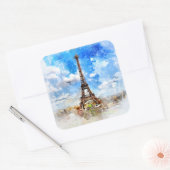 エッフェルタワーの水絵画色 スクエアシール (封筒)