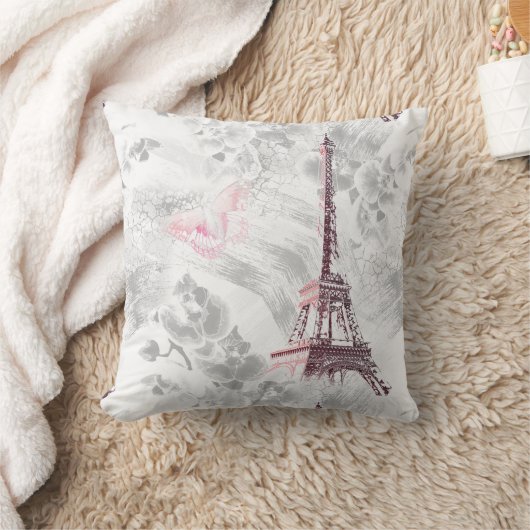 エッフェルタワーの蘭の背景 クッション (ブランケット)