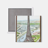 エッフェルタワーを描いたはがき マグネット (正面/裏面)