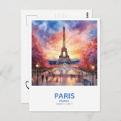 エッフェルタワーアットサンセットデイトを保存 ポストカード (正面/裏面)