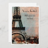エッフェルタワーアットサンライズヴィンテージスタイル 招待状 (正面/裏面)