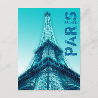 エッフェルタワーアットナイトパリフランスポストカードブルー ポストカード