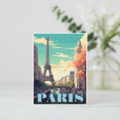 エッフェルタワーアートヴィンテージパリタワーフランスのギフト ポストカード (スタンド正面)