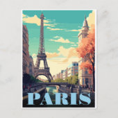 エッフェルタワーアートヴィンテージパリタワーフランスのギフト ポストカード (正面)