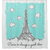 エッフェルタワーイラストレーションカスタムシャワーカーテン シャワーカーテン (正面)