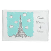 エッフェルタワーイラストレーションカスタム文字枕 枕カバー (裏面)