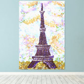 エッフェルタワーインスパイアランドスケープポインティリズム キャンバスプリント (インサイチュ (ウッドフロア))