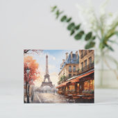 エッフェルタワーウォーターカラーパリフランストラベルアート ポストカード (スタンド正面)
