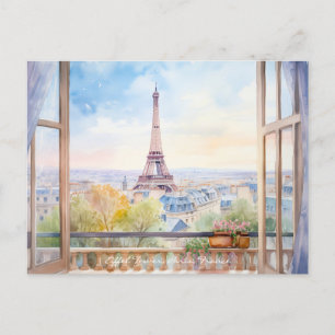 エッフェルタワーウォーター絵画カラーズパリトラベルアート ポストカード