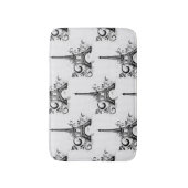 エッフェルタワーエレガントパリ白黒フローリッシュ バスマット (正面縦)