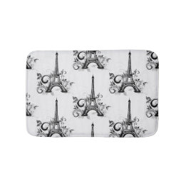 エッフェルタワーエレガントパリ白黒フローリッシュ バスマット