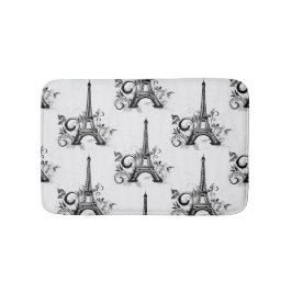 エッフェルタワーエレガントパリ白黒フローリッシュ バスマット