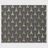 エッフェルタワーエレガントフランスイエローブラックバーチカル ラッピングペーパー (フラット)