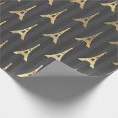 エッフェルタワーエレガントフランスイエローブラックバーチカル ラッピングペーパー (角)