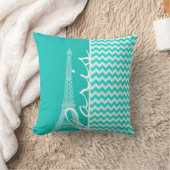 エッフェルタワーオンアクアカラーシェブロン クッション (ブランケット)