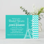 エッフェルタワーオンアクアカラーシェブロン 招待状 (スタンド正面)