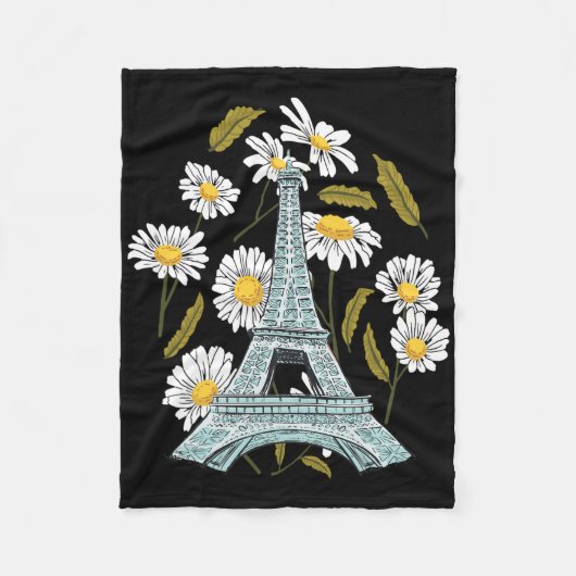 エッフェルタワーオータムフラワーパリ秋インフランスソ フリースブランケット (正面)