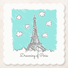 エッフェルタワーカスタム文字紙コースター ペーパーコースター