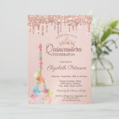 エッフェルタワーカラフル、バラ金ゴールドドリップスキンセアニラ 招待状 (スタンド正面)