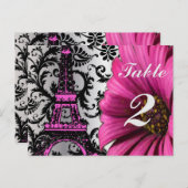 エッフェルタワーガーベラテーブルナンバーカード ポストカード (正面/裏面)