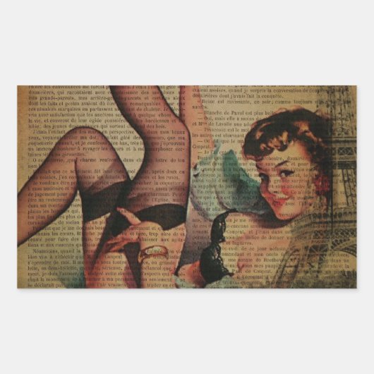 エッフェルタワーガーリーパリファッショニスタス 長方形シール (正面)