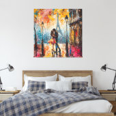 「エッフェルタワーキスをする前のロマンチックなカップル キャンバスプリント (インサイチュ (寝室))