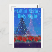 エッフェルタワークリスマスパインポイントセティア ポストカード (正面/裏面)