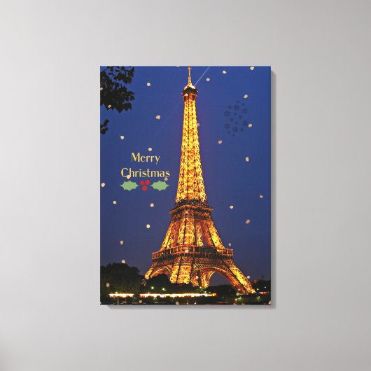 エッフェルタワークリスマス、フェスティバルの休日の写真 キャンバスプリント (正面)