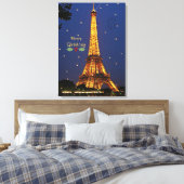 エッフェルタワークリスマス、フェスティバルの休日の写真 キャンバスプリント (インサイチュ (寝室))