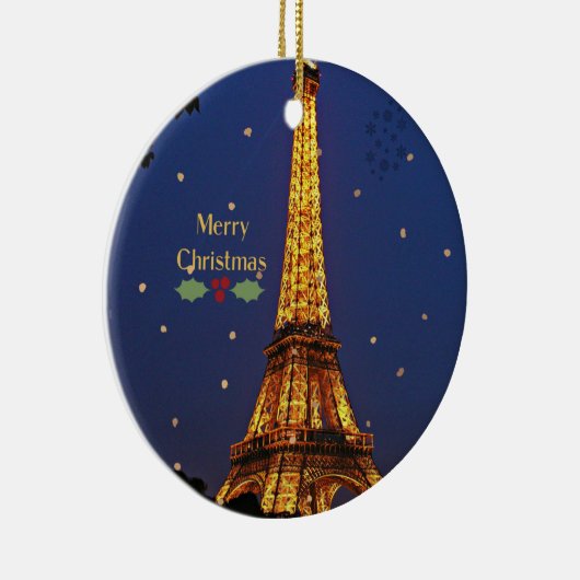 エッフェルタワークリスマス、フェスティバルホリデー写真 セラミックオーナメント (右)