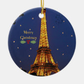 エッフェルタワークリスマス、フェスティバルホリデー写真 セラミックオーナメント (正面)