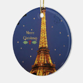 エッフェルタワークリスマス、フェスティバルホリデー写真 セラミックオーナメント (左)