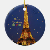 エッフェルタワークリスマス、フェスティバルホリデー写真 セラミックオーナメント (裏面)