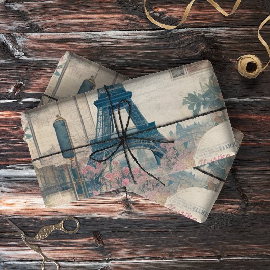 エッフェルタワーコラージデクページティッシュペーパー 薄葉紙