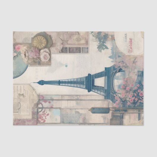 エッフェルタワーコラージデクページティッシュペーパー 薄葉紙 (正面)