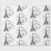 エッフェルタワーコラージュ包装紙 ラッピングペーパー (フラット)