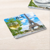 エッフェルタワーショットグラス スクエアペーパーコースター (アングル)